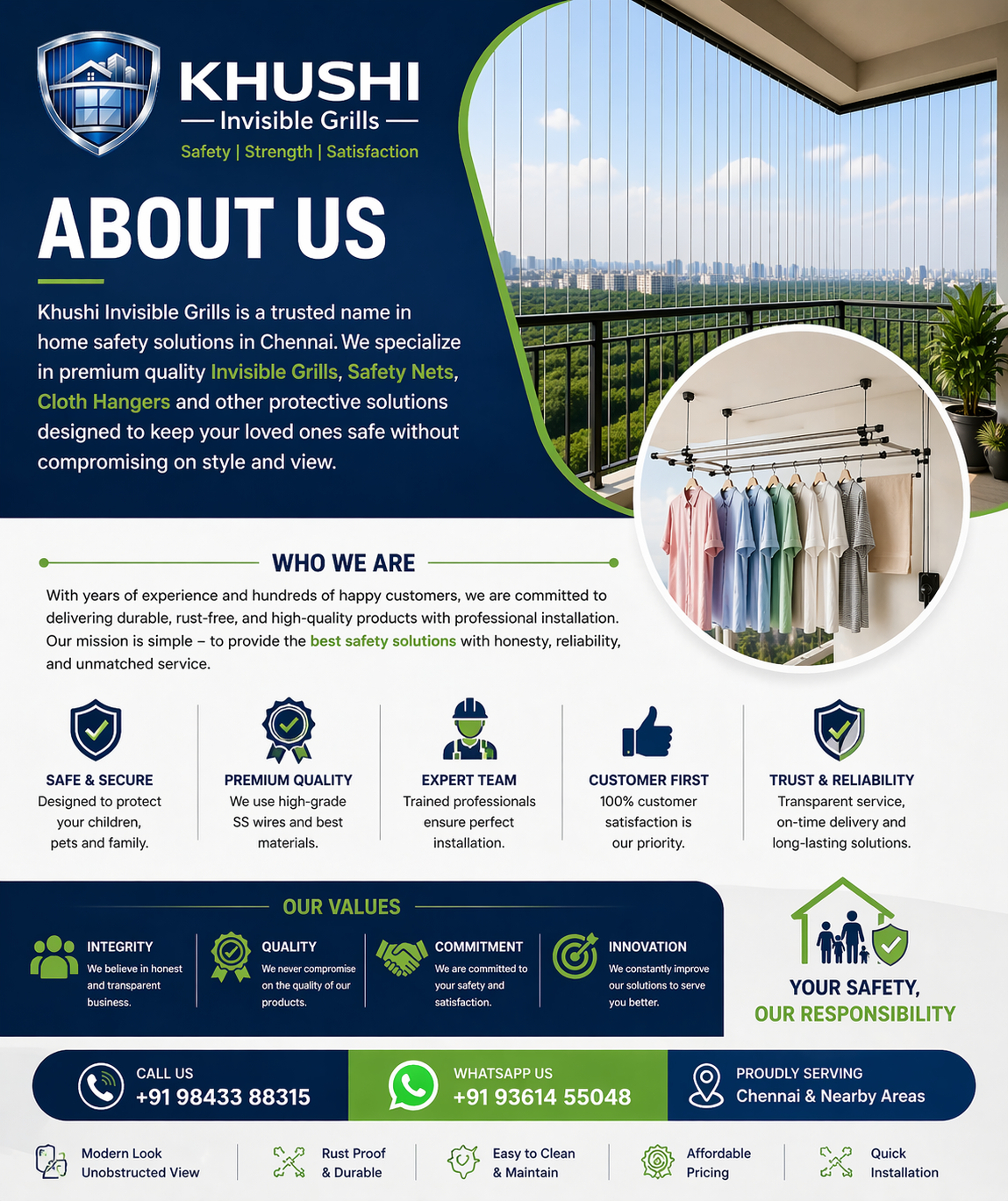 About Khushi Invisible Grills Chennai